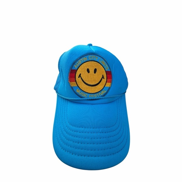 Aviator Nation Accessories - Aviator Nation Austin City LimitsBright Blue Mesh Trucker Hat with Rainbow Patch